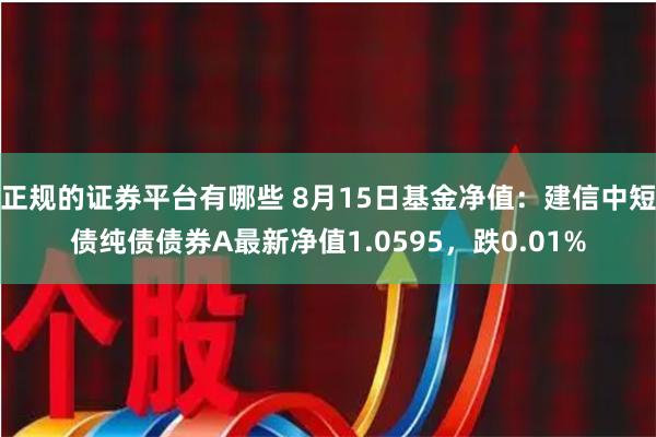 正规的证券平台有哪些 8月15日基金净值：建信中短债纯债债券A最新净值1.0595，跌0.01%