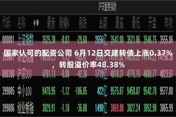 国家认可的配资公司 6月12日交建转债上涨0.37%，转股溢价率48.38%