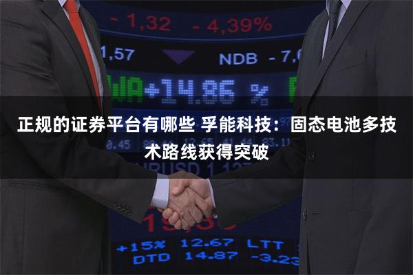 正规的证券平台有哪些 孚能科技：固态电池多技术路线获得突破