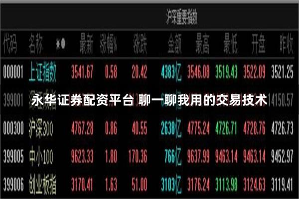永华证券配资平台 聊一聊我用的交易技术