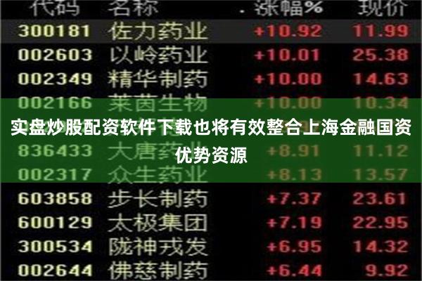 实盘炒股配资软件下载也将有效整合上海金融国资优势资源